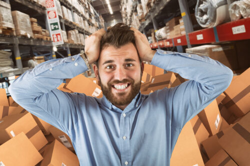 Manager frustrated by warehouse chaos