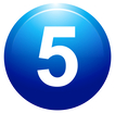 5 on blue background