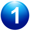 1 on blue background